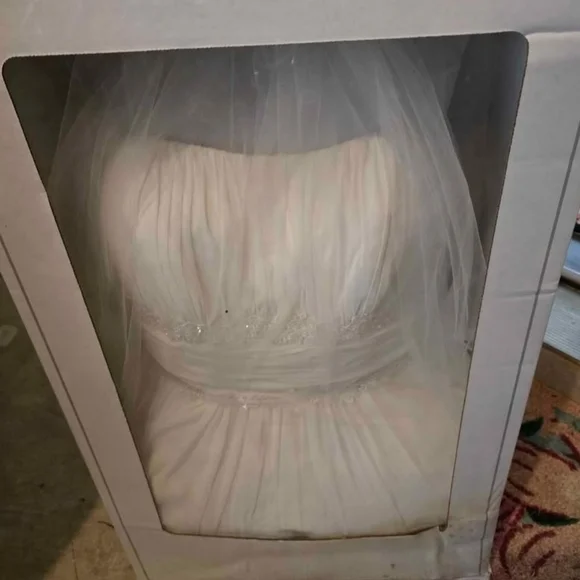 Strapless White Bridal Gown with Beaded Waist In Preservation Box - Picture 1 of 4